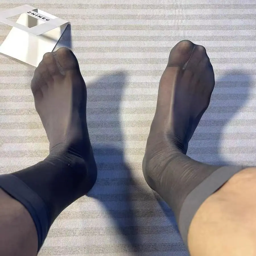 Mens Silk Sock Business Nylon Breathable Formal Dress Sheer Sexy Socks Sheer Exotic See-through Elastic Ultra Thin Socks view 5