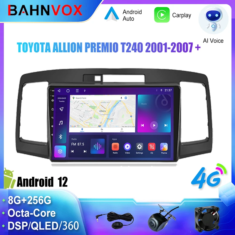 

9" Android 12 Car Radio for TOYOTA ALLION PREMIO T240 2001 Stereo Multimedia Video Player Navigation GPS Carplay 2din