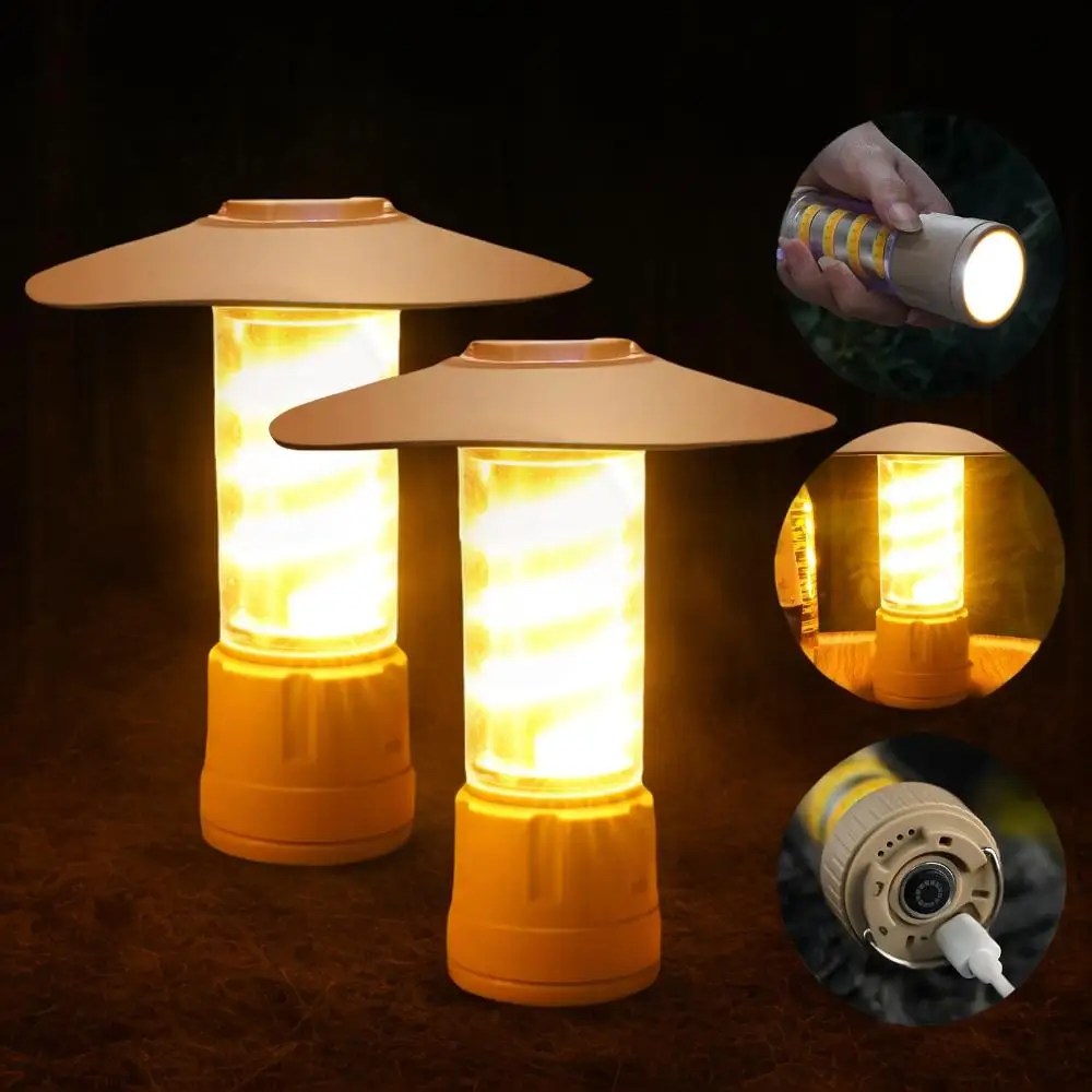 Skywolfeye 2pcs Camping Lamp USB Rechargeable Waterproof  High Power Camping Flashlight for Camping Hiking