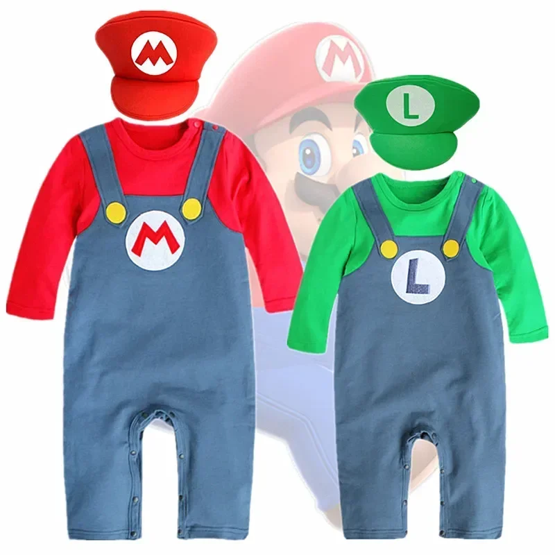 Marios Jumpsuite Animation Game Louis  Halloween Cotton Costum Harness Crawl Clothes Baby Cosplay Suit Christmas Gifts