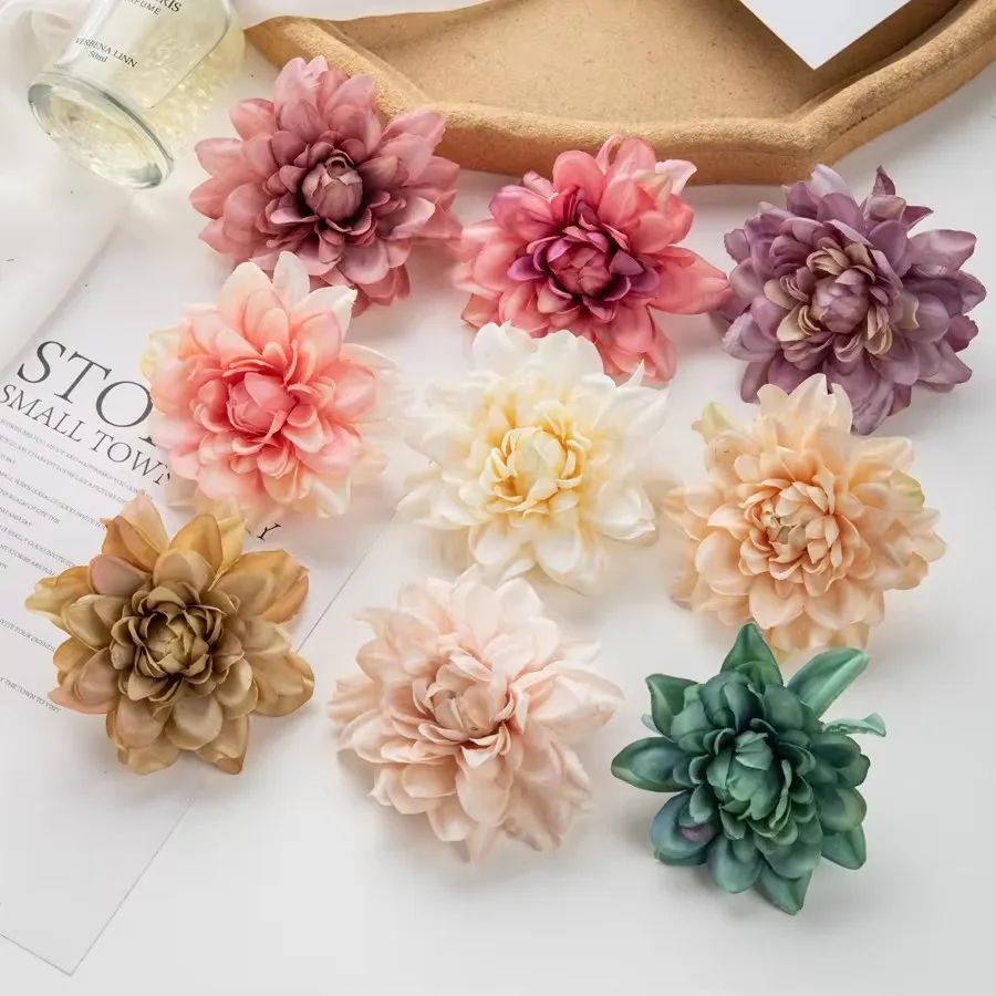 100Pcs Artificial Flowers Silk Chrysanthemum DIY gift box Scrapbooking Wedding arch Home Garden Decor Christmas Wreath Clearance