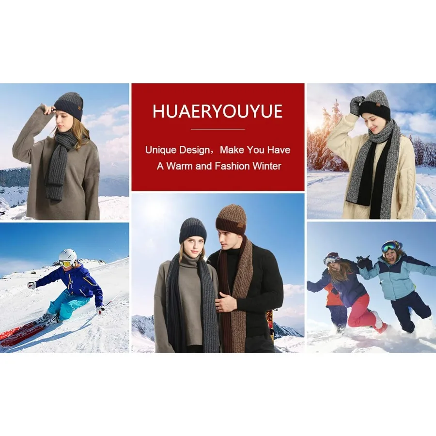 Conjunto de cachecol e luvas de inverno masculino, gorro de malha, cachecol mais quente e luva com tela sensível ao toque, 3 peças para homens, ideal para atividades ao ar livre