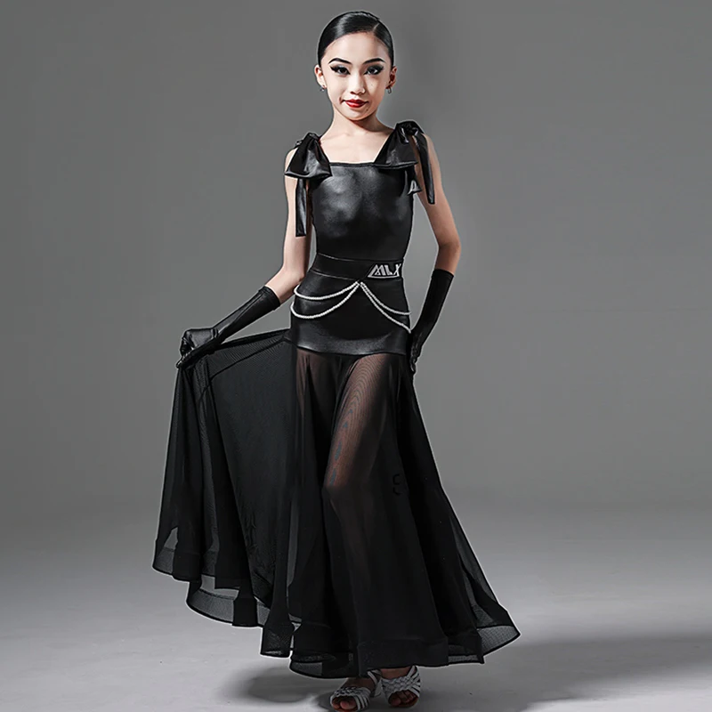 

Kids Ballroom Dance Performance Costume Girls Tango Dancing Practice Clothes Prom Waltz Dancer Set Line Dance Clothing VBH1055