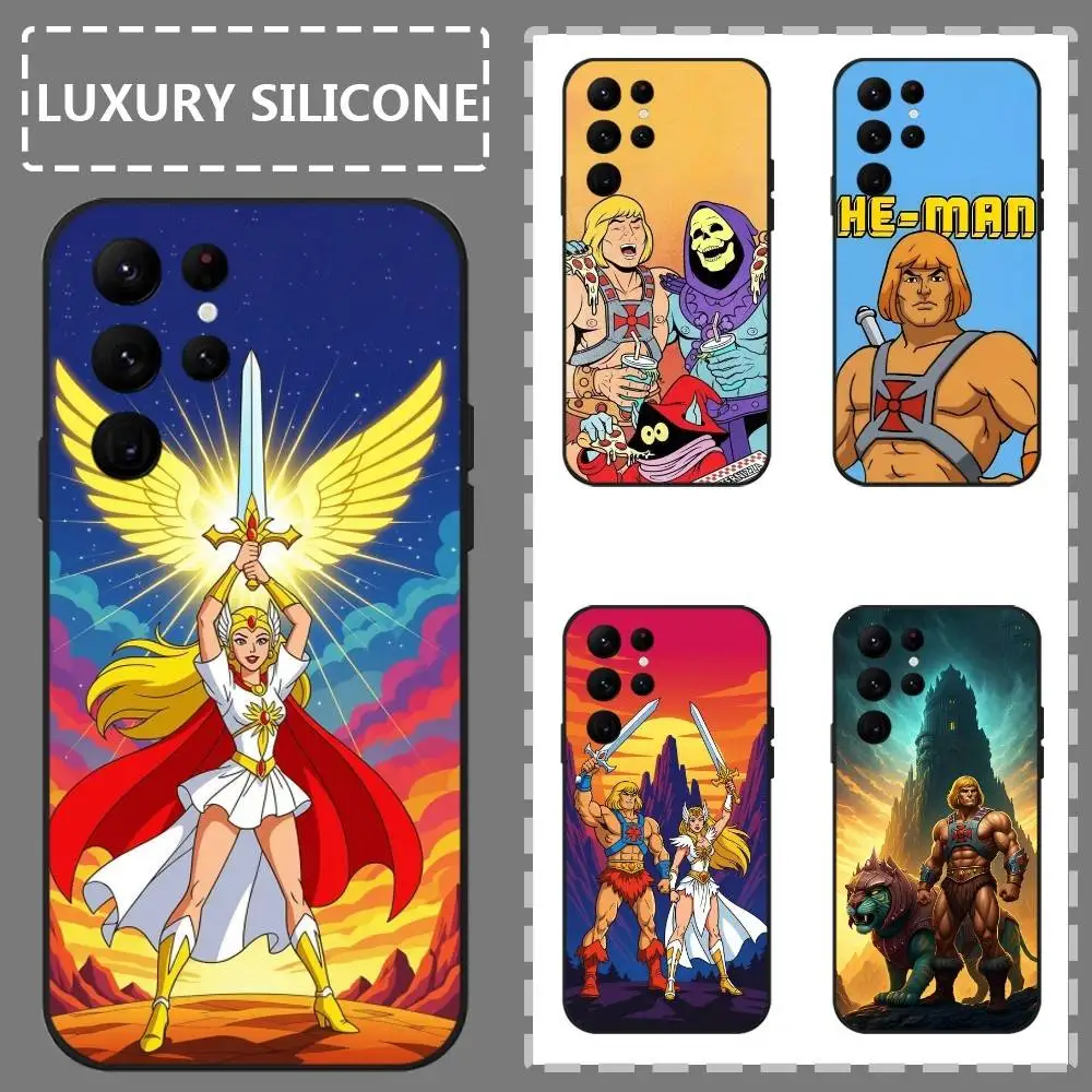

He-Man Cartoon Phone Case For Samsung Galaxy S25 S24 S22 S23 Ultra S21 S20 Plus 5G Frosted Non-Slip Full Soft Case
