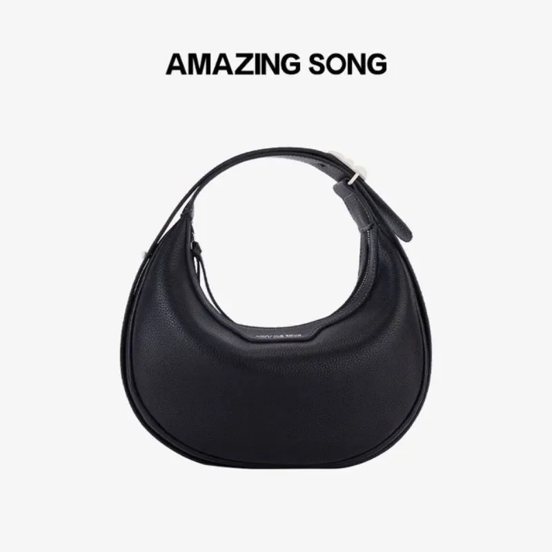 Comfortable Good with Ladies Handbag Light Luxury Fashion Pure Color High-end Ladies Crescent Bag Trend Small Half Moon Bag