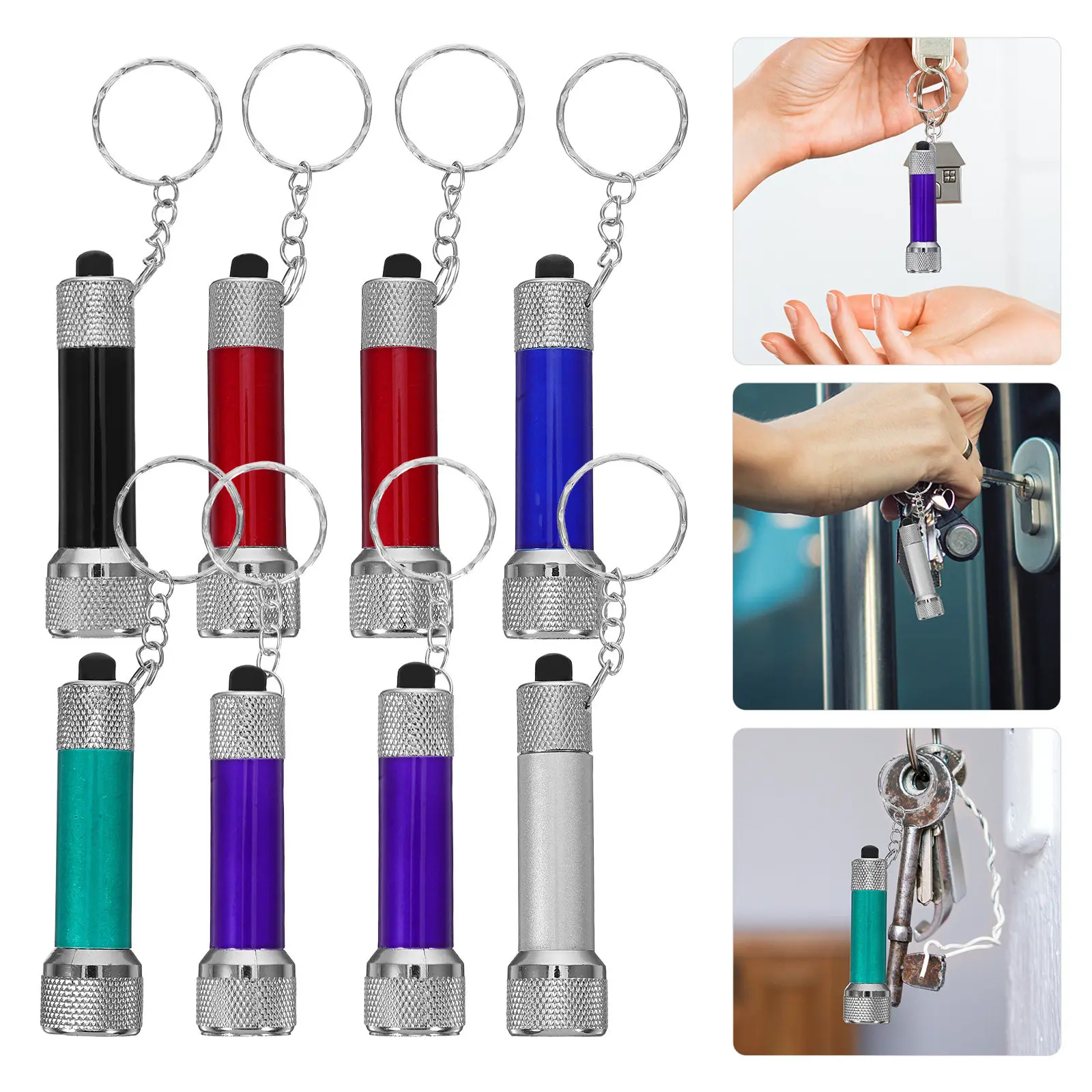 

8Pcs Durable Aluminium LED Flashlight Keychain Mini Portable Torch for Camping Hiking Outdoor Survival Keychain Flashlight LED