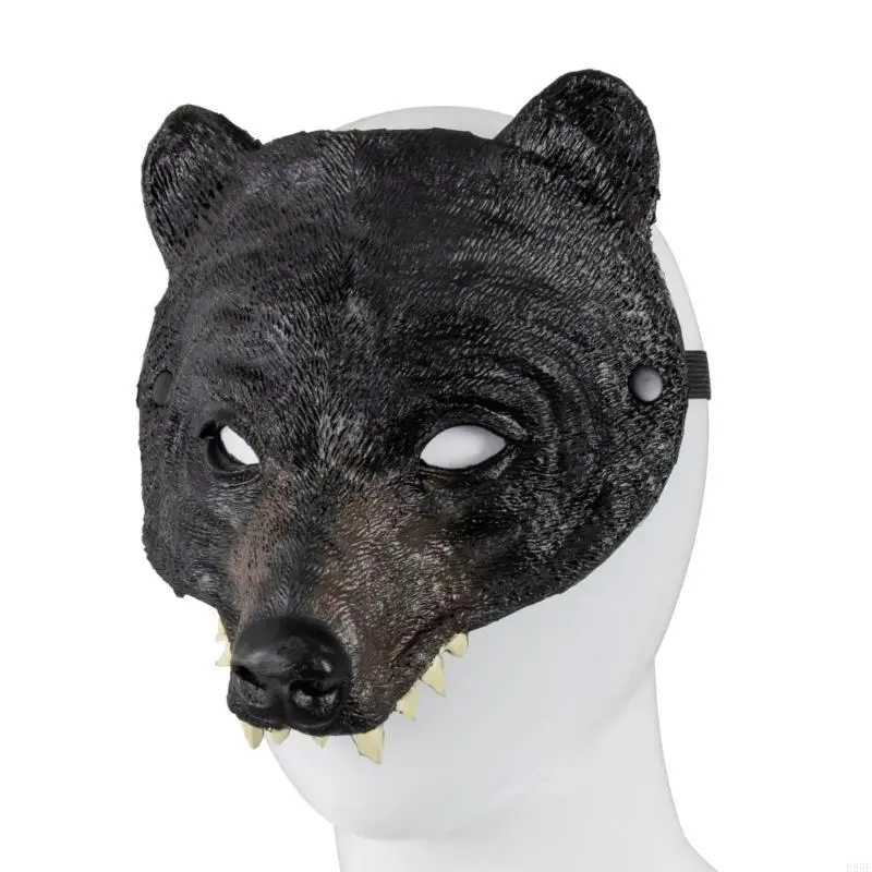 B95F Multifunctioneel beerkostuummasker voor kinderen en volwassenen Dierenkop Halfgelaatsmasker voor Halloween