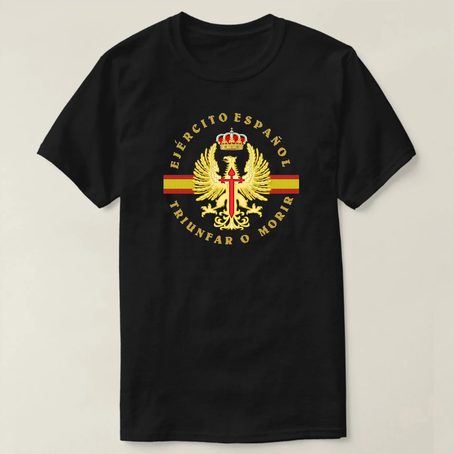 Military Heraldry of Spain. Spanish Army Badge Symbol T-Shirt 100% Cotton O-Neck Short Sleeve Summer Casual Mens T-shirt