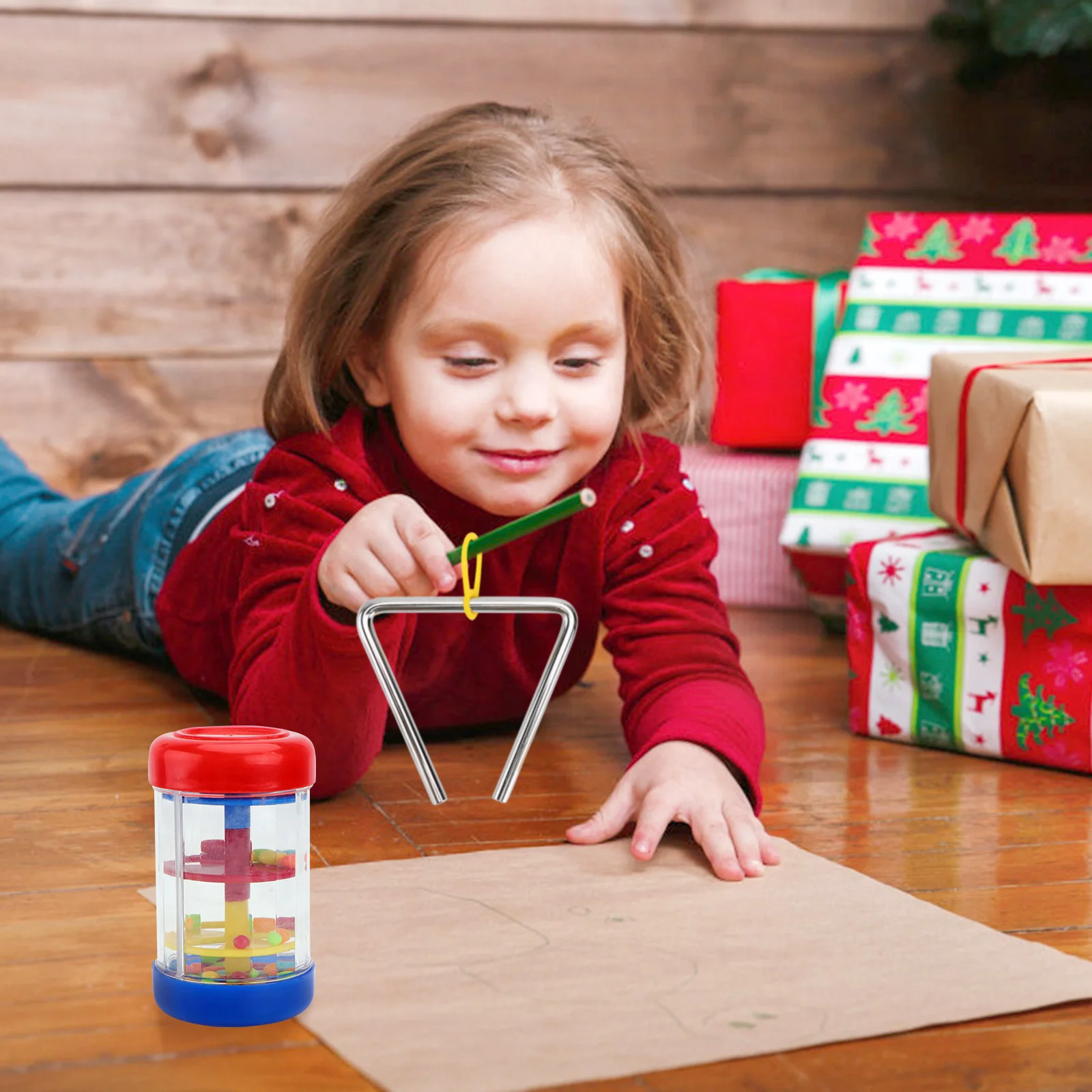 1 set muziekleermiddelen rammelaar buis driehoek bel vroeg educatief voor baby zintuiglijke ontwikkeling muzikaal speelgoed baby