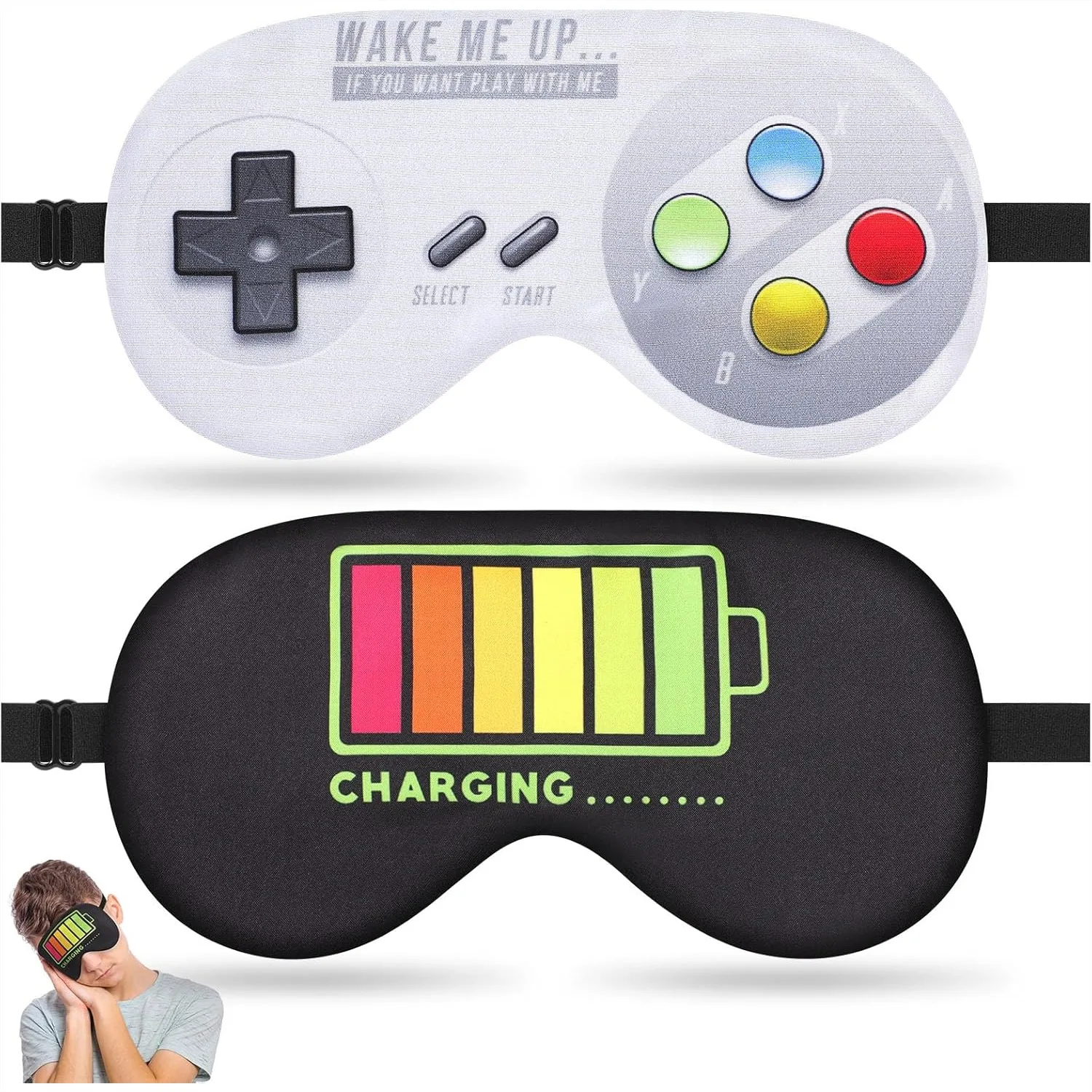 

2 Pcs Kids Sleep Eye Mask Adjustable Blackout Blindfold for Travel Game