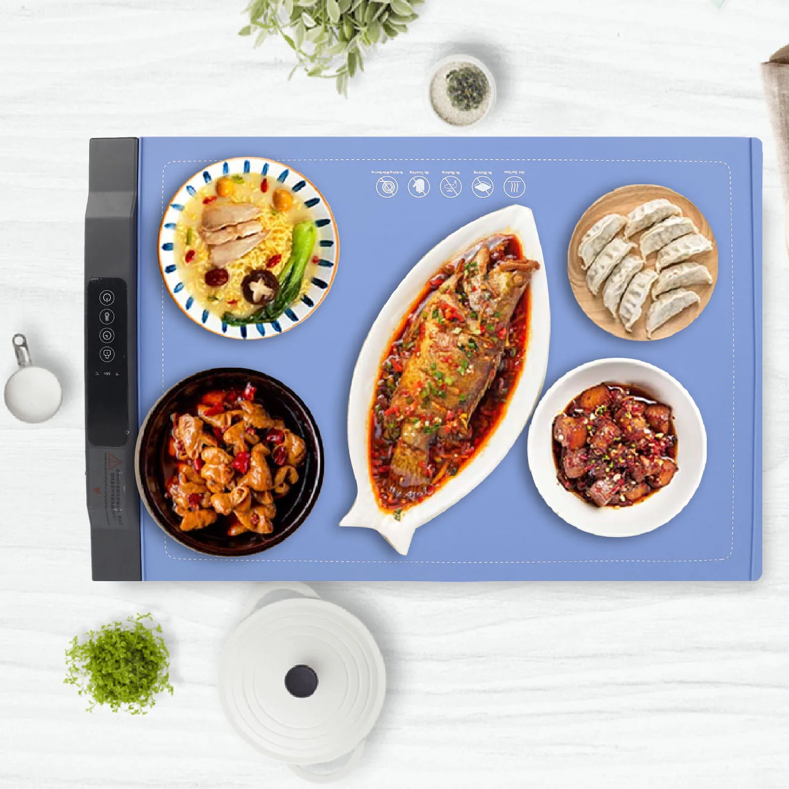

Electric Warming Tray Silicone Foldable Splicable Roll Up Food Warmer Pad for Parties Gatherings and Daily Use