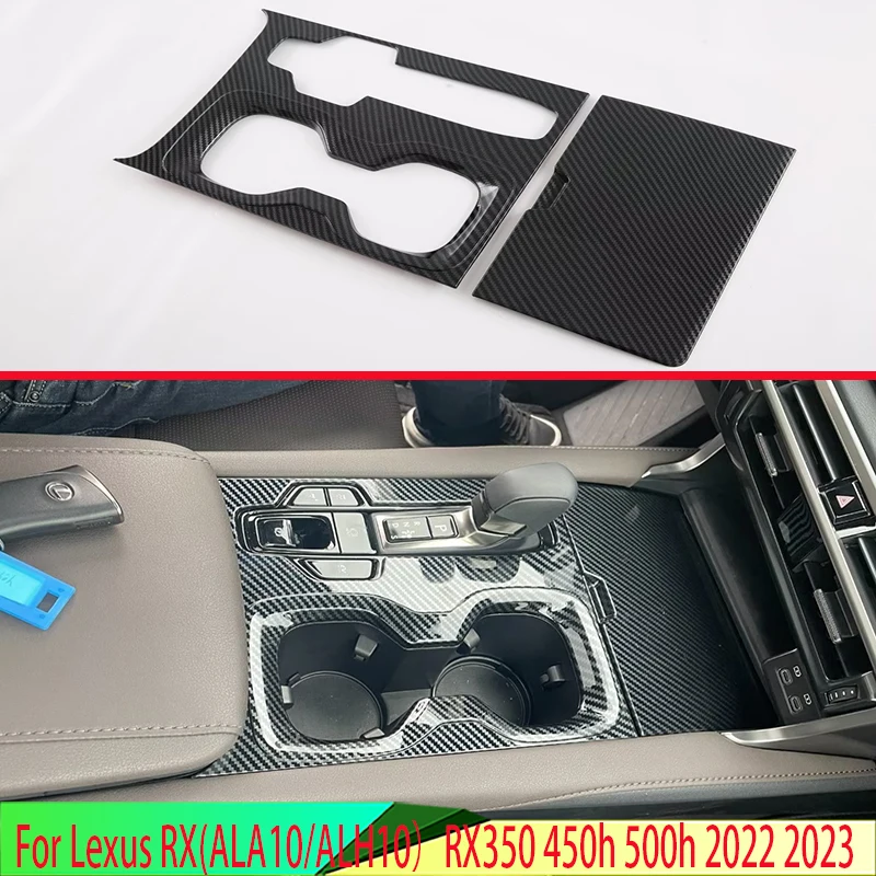 For Lexus RX(ALA10/ALH10）RX350 450h 500h 2022 2023 Carbon Fiber Style Gear Shift Panel Center Console Cover Trim Frame Styling