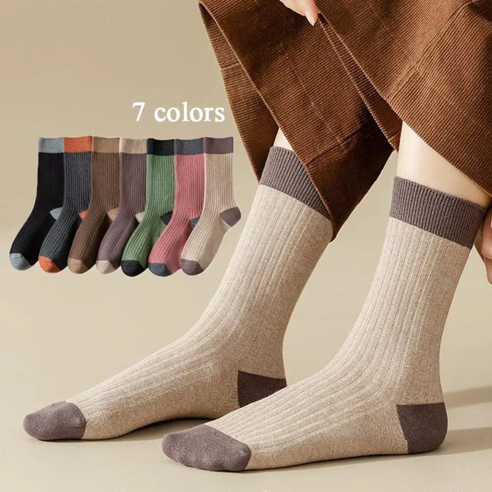 

High Quality Knitting Women Sock Korean Style Vintage Ankle Socks Multicolor Striped Girls Skateboard Sports Socks Winter Socks