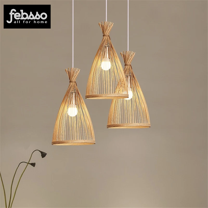 

Wood Pendant Lights Modern Bamboo Chandelier Loft Nordic Hanging Lamp Kitchen Pendant Lamp Design Bedroom Dining Room Lights E27