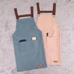 Perfessional Kitchen Apron Women Waterproof Fashion Apron with Pockets Women Taller Waiter Apron Chef Work Uniform