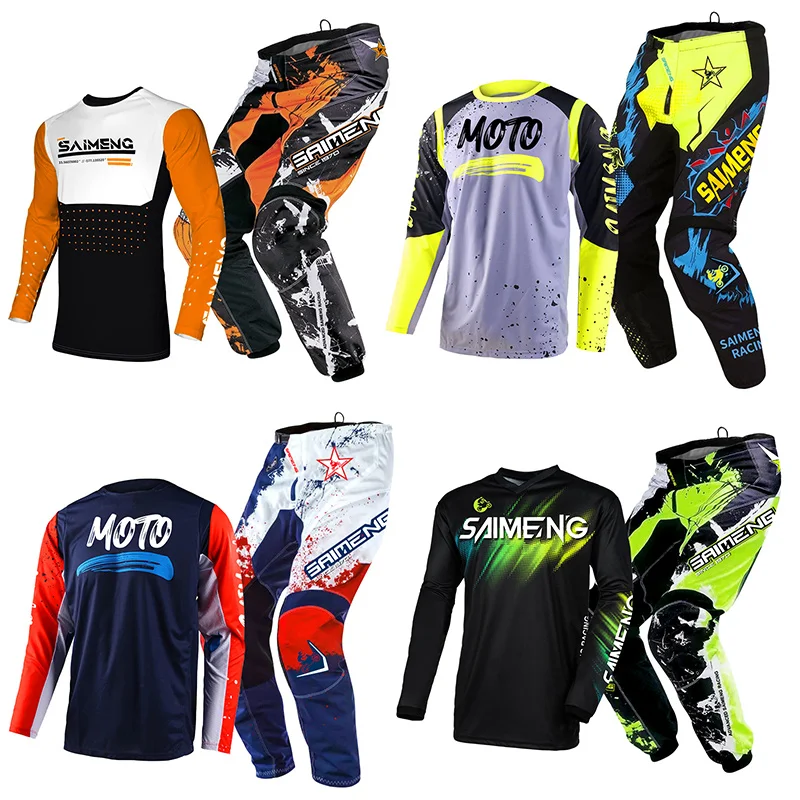 Motocross Jersey Pant Kits Enduro Mens Women's Motorcycle Off-road cross MX racing suit MTB green blue red yellow orange black