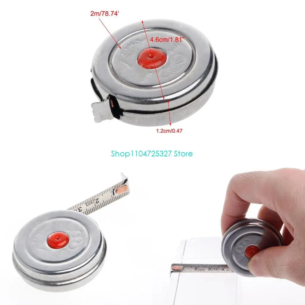 D8KF 2M Mini Office Stainless Steel Woodworking Retractable Tape Measing Metric