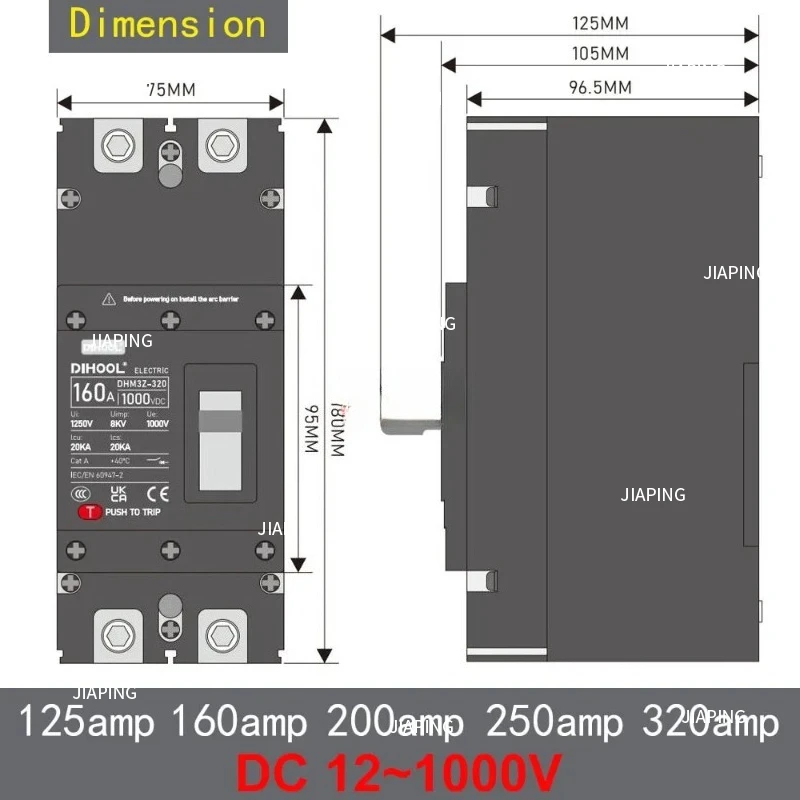 Geschikt voor gegoten behuizing DC-stroomonderbreker DC1000 DC1500V omvormer / beschermer zonne-scheidingsschakelaar