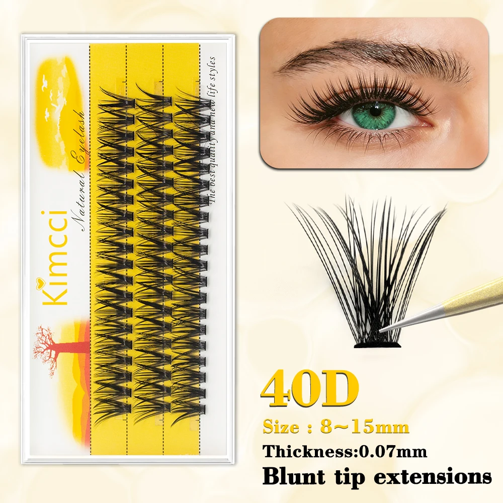Kimcci 40D cils à pointe émoussée cils moelleux naturels, doux et volumineux, faux cils 3D sans cruauté pour un usage quotidien, faciles à appliquer