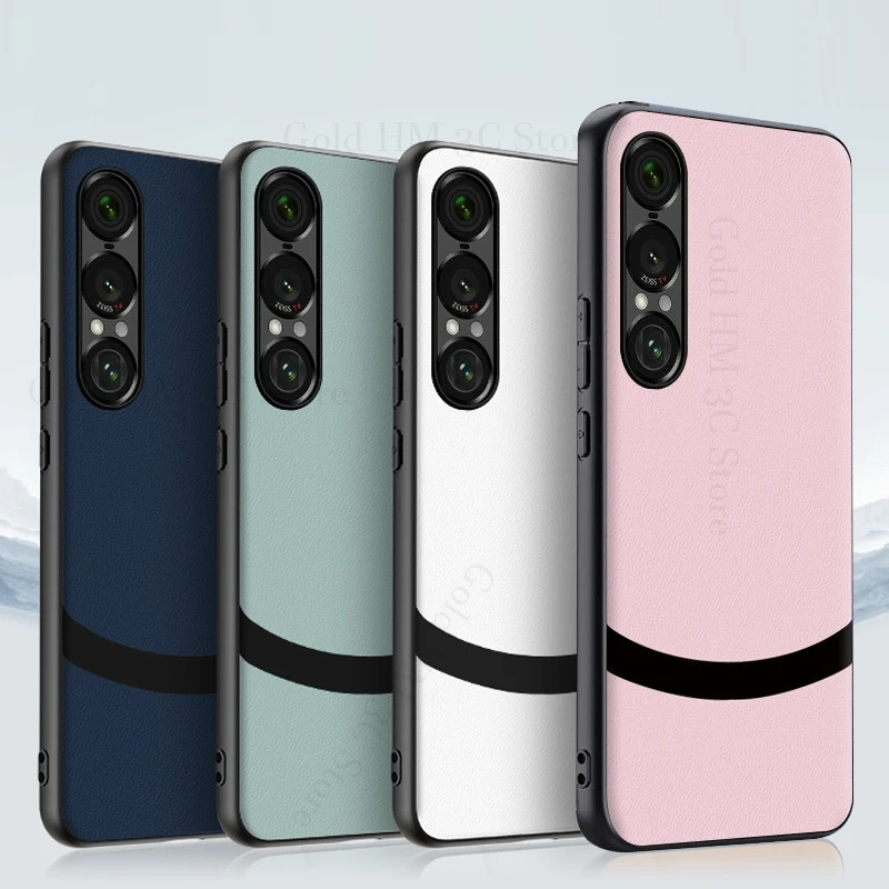 Para Sony Xperia 1 VII funda de teléfono de cuero empalmado para Xperia 1 VI 1V parachoques suave teléfono cubierta trasera a prueba de golpes para Xperia 1 IV 1III