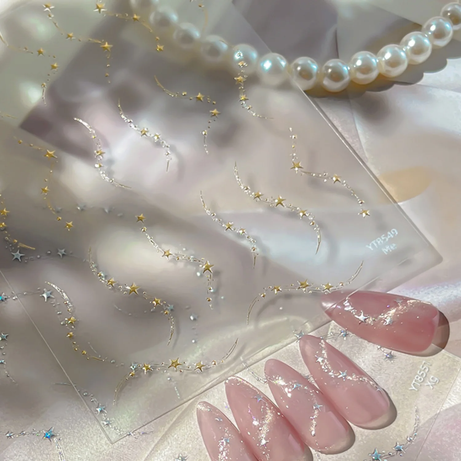 Autocollants 5D élégants pour ongles, style français, estampage à chaud, motif étoile météore dorée, ligne incurvée, décalcomanies de luxe auto-adhésives pour manucure délicate