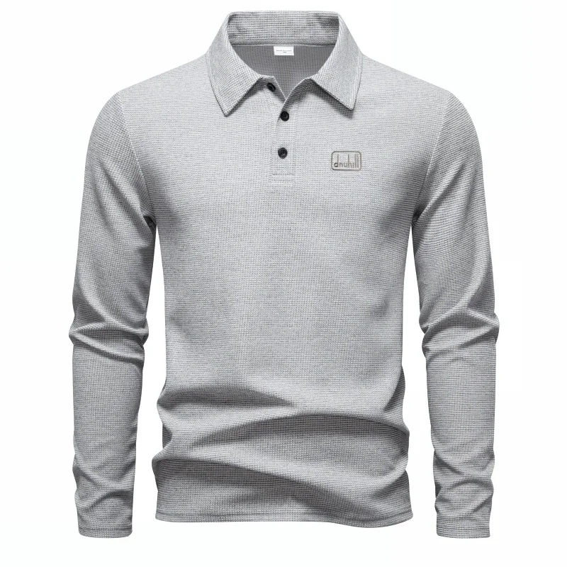 

High end brand long sleeved polo shirt with fashionable letter embossed autumn men's daily wear top casual breathable T-shirt