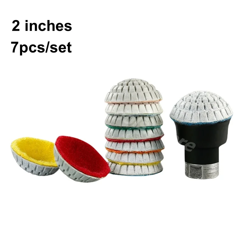 

7PCS 2inch 43mm Diamond Convex Polishing Pads Bowl-Shaped Granite Stone Concrete Marble Polishing Grinding Discs with M10 Backer