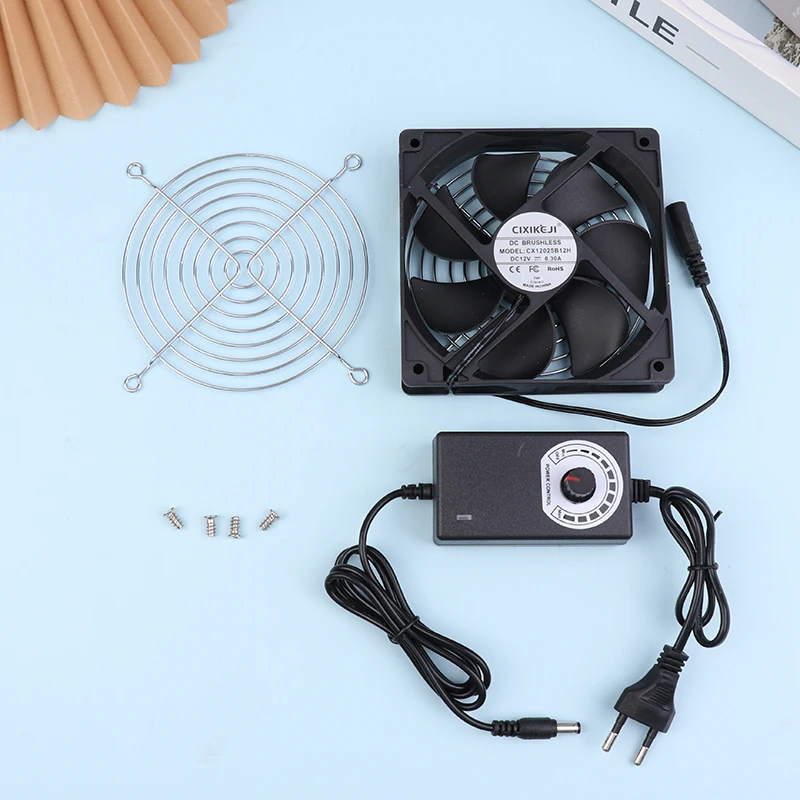 12CM 2700RPM Fan Cooling With Controller + 2 Metal Mesh Covers 12V BTC Machine Chassis Workstation Cabinet Radiator Server Fan