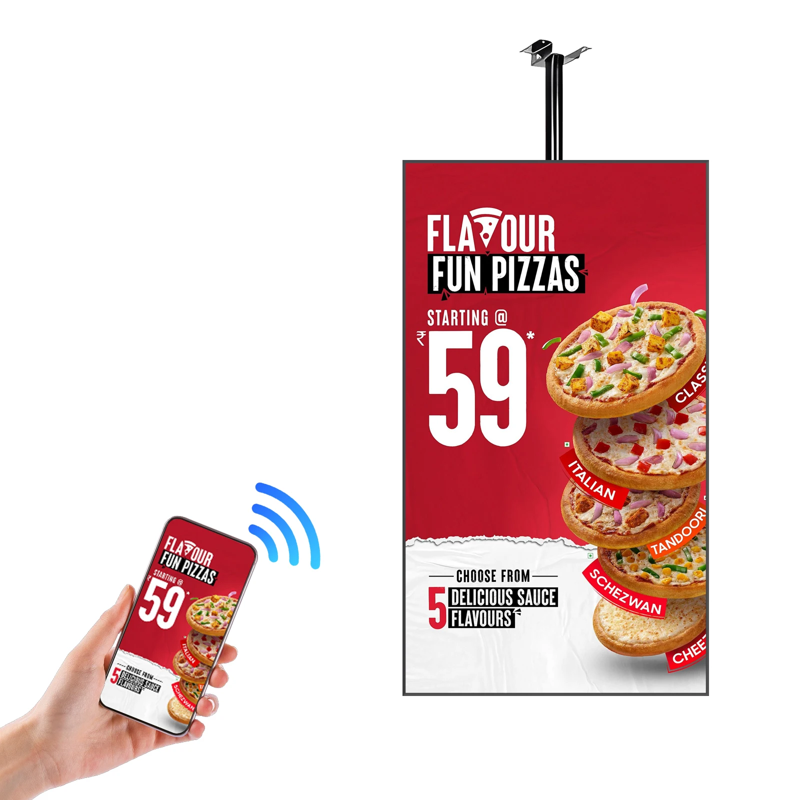 Indoor 65 Inch Wall-Mounting Custom LCD Digital Signage Display with Animation for Retail Store & Shopping Mall Advertising