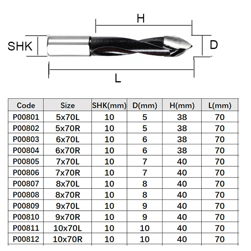 1pc Tungsten Carbide Alloy Drill Bit Woodworking Dia.5-10mm Through Hole Drill Right Left CNC Router Bit Hole Making Tool