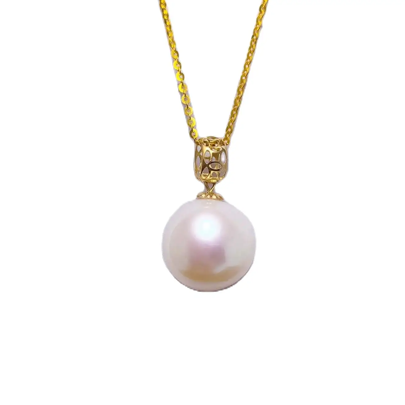 shilovem 18k yellow gold Natural pearls pendants fine Jewelry women trendy plant no necklace gift new 9mm yzz090966zz