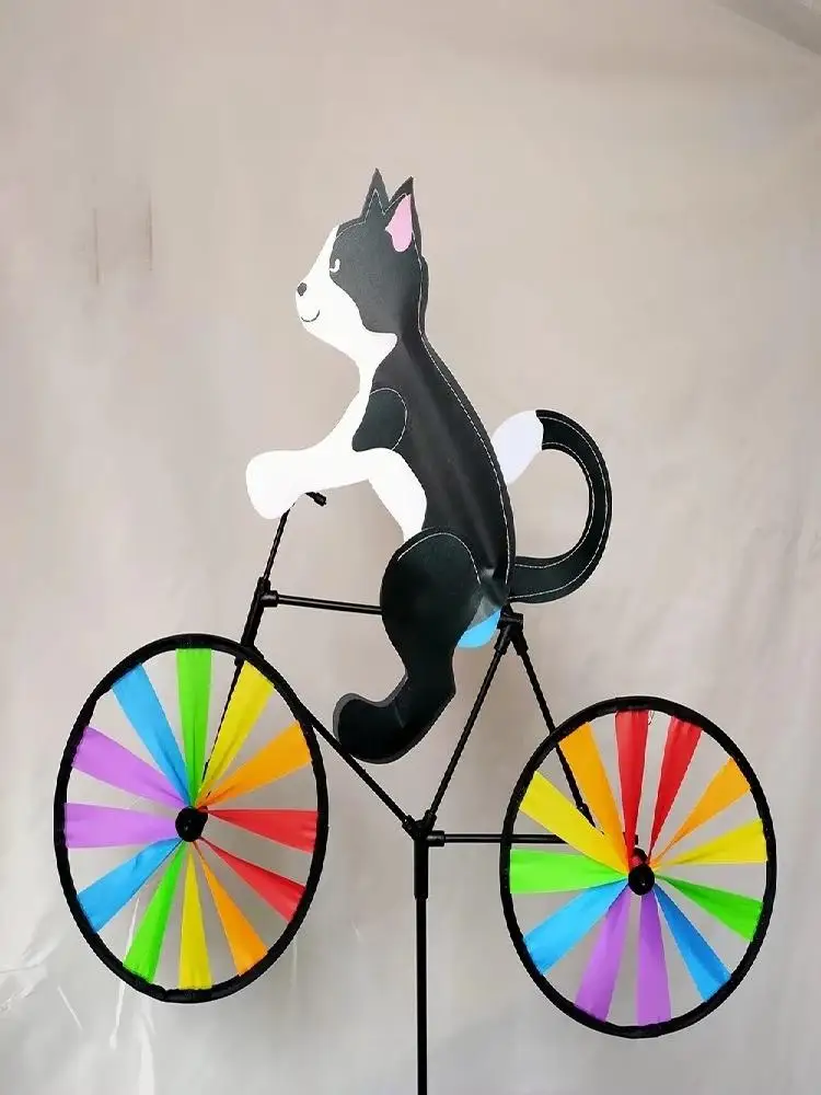 AliExpress NONE Three-dimensional Cartoon Animal Riding Windmill Cartoon Modelling Wind Spinners Bicycle Wind Spinners Standing Pole Lawn