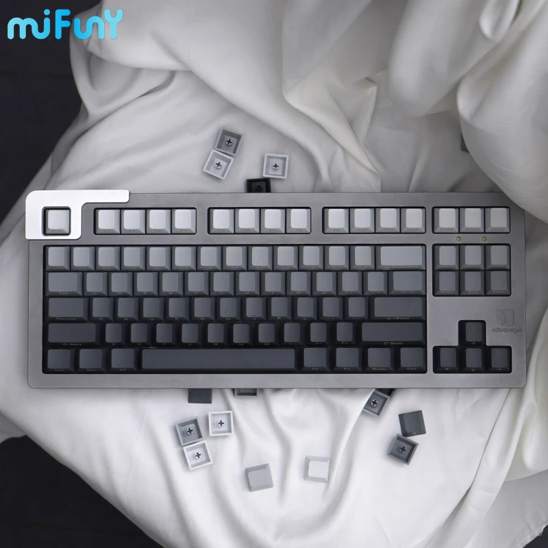 

MiFuny 125 Keys Macaron Gradient Keycaps Set Custom Cherry Profile PBT Keycap Customized Front/Side Carving Keyboard Caps Gift