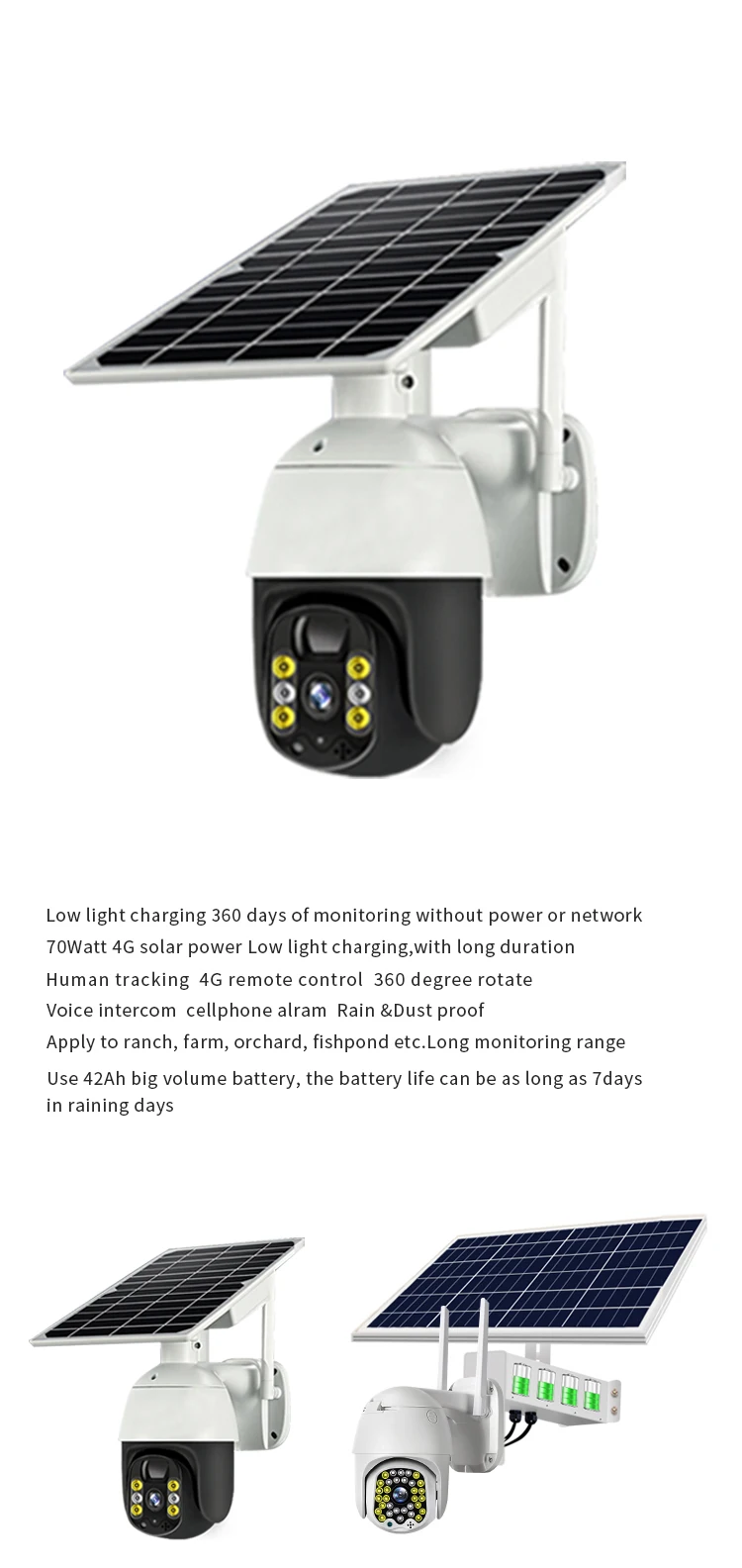 4MP EseeCloud  APP  WIFI IP Camera  Solar Power Wireless PTZ Full Color Home Security Intercom CCTV Baby Monitor