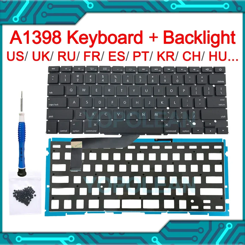 New Laptop Keyboard with Backlight Screw Tool For MacBook Pro Retina 15