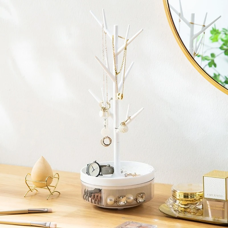 Rotating Jewelry Stand Minimalist Earrings Storage Holder Multi Functional Necklace Bracelet Display Shelf Jewellery Showcase