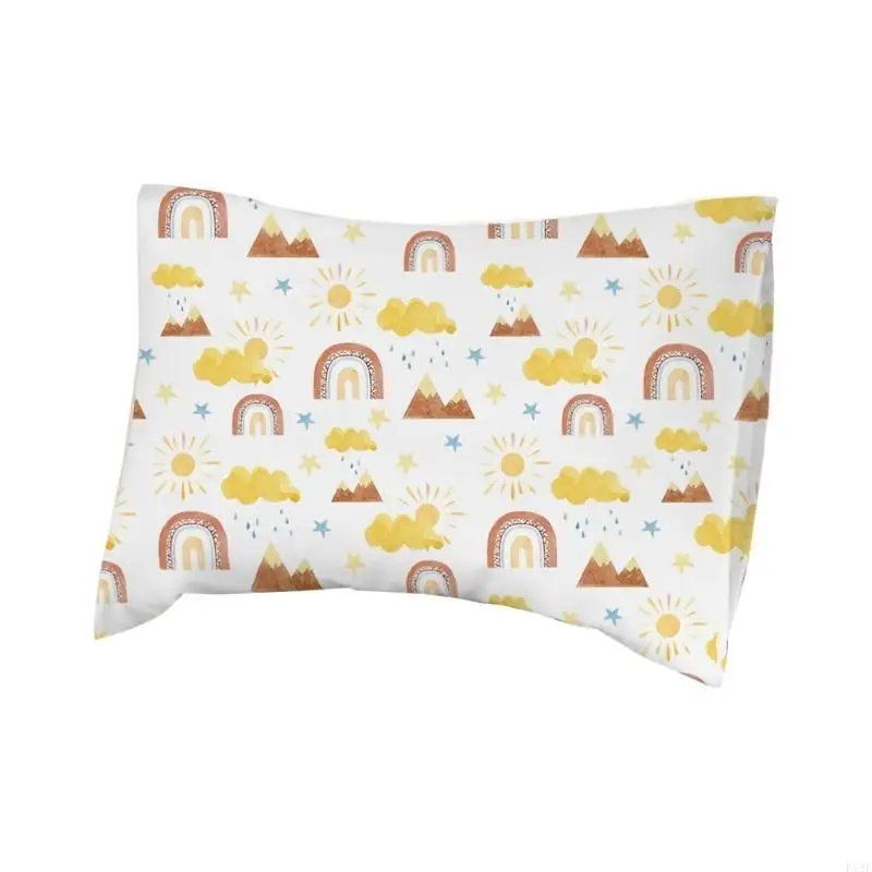 F19F مريح طفل وسادة القطن غطاء القطن التنفس Baby Pillowcase نمط وسادة الطفل غطاء حالة خفيفة
