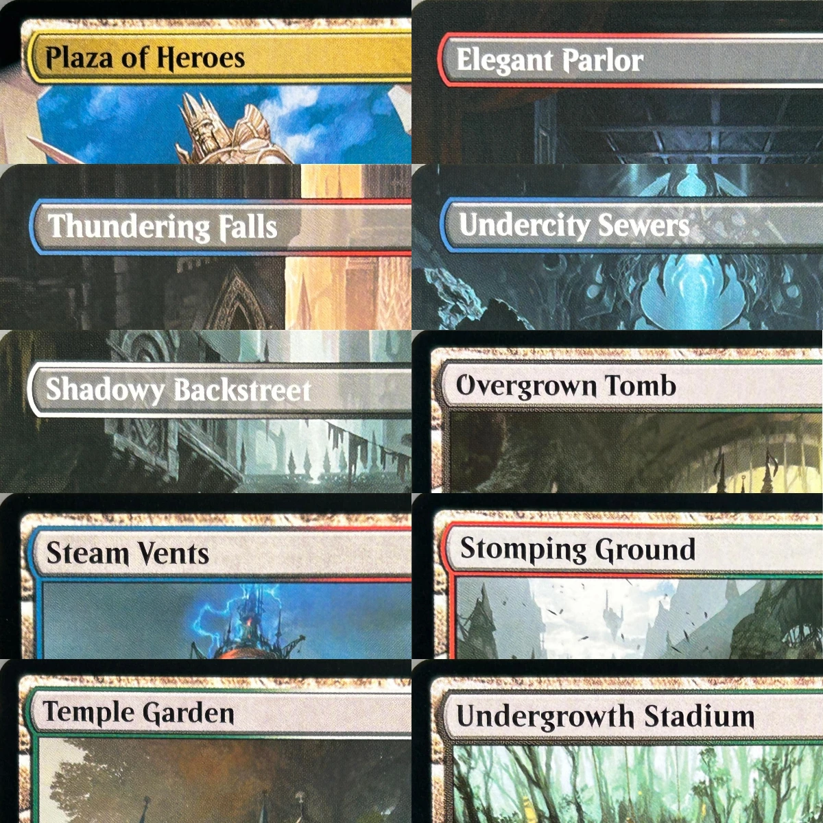 LK36 Elegant ParlorHedge Maze Shadowy Backstreet The Black Gate Thundering Falls Hochwertige TCG-Proxy-Karten (Black-Core)