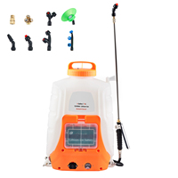 SucceBuy Battery Powered Backpack Sprayer 0-90 PSI Adjustable Pressure 4 Gal Tank  Back Pack Sprayer with 8 Nozzles and 2 Wands