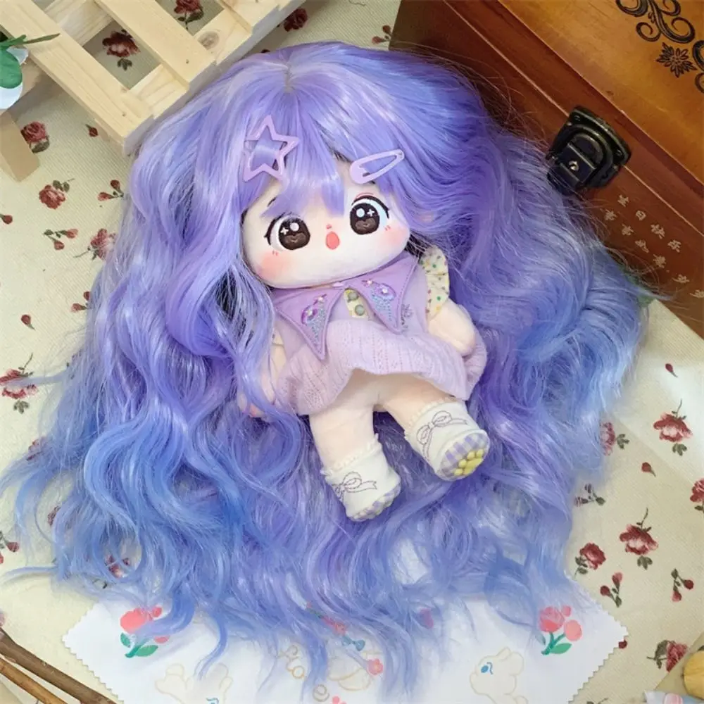 Long Curly Hair Cotton Doll Wig Clamping Chemical Fiber Idol Star Doll Hair Colorful Purple Doll Chemical Fiber Wig Cotton Doll