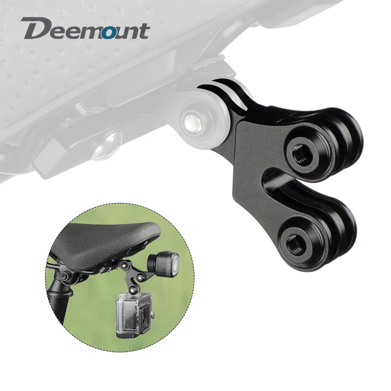 Deemount Dual Twin Adaptor Bicycle Computer Rack Headlight Stand Aluminum Connector for GoPro Hero 5/6/7/8/9/10/11 Sports Camera