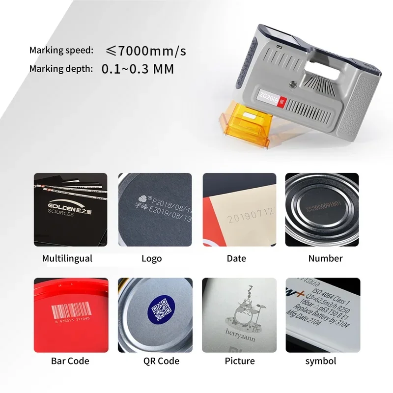 All-In-One Portable Mini Outdoor Handheld Fiber Marking Hine For Metal, Hard Plastic, Rubber Tire Lettering