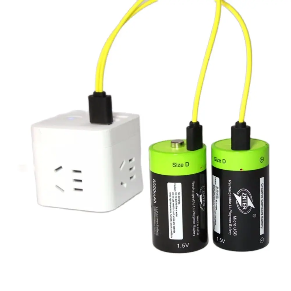 4pcs/lot ZNTER 6000mAh 1.5V rechargeable battery Micro USB rechargeable battery Lipo LR20 battery