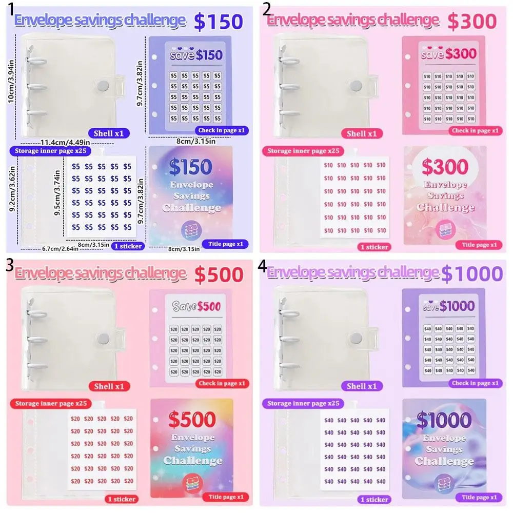 โปร่งใส Savings Challenge Binder หลวมกันน้ําซองจดหมาย Challenge Binder ฉีกขาด PVC Mini Budget Binder