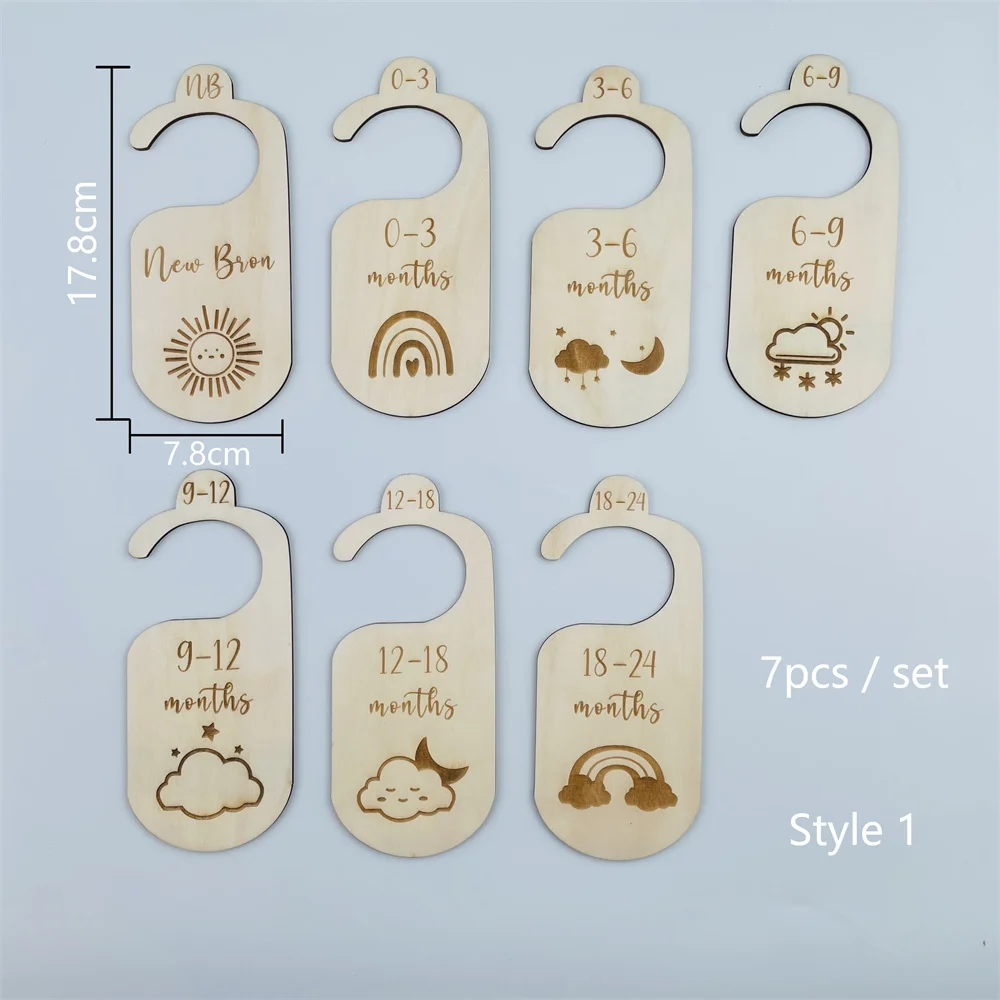 Different Style A Set Wood Baby Nursery Closet Dividers From Newborn to 24 Month Clothes Organizers Wardrobe Baby Growth Supplie