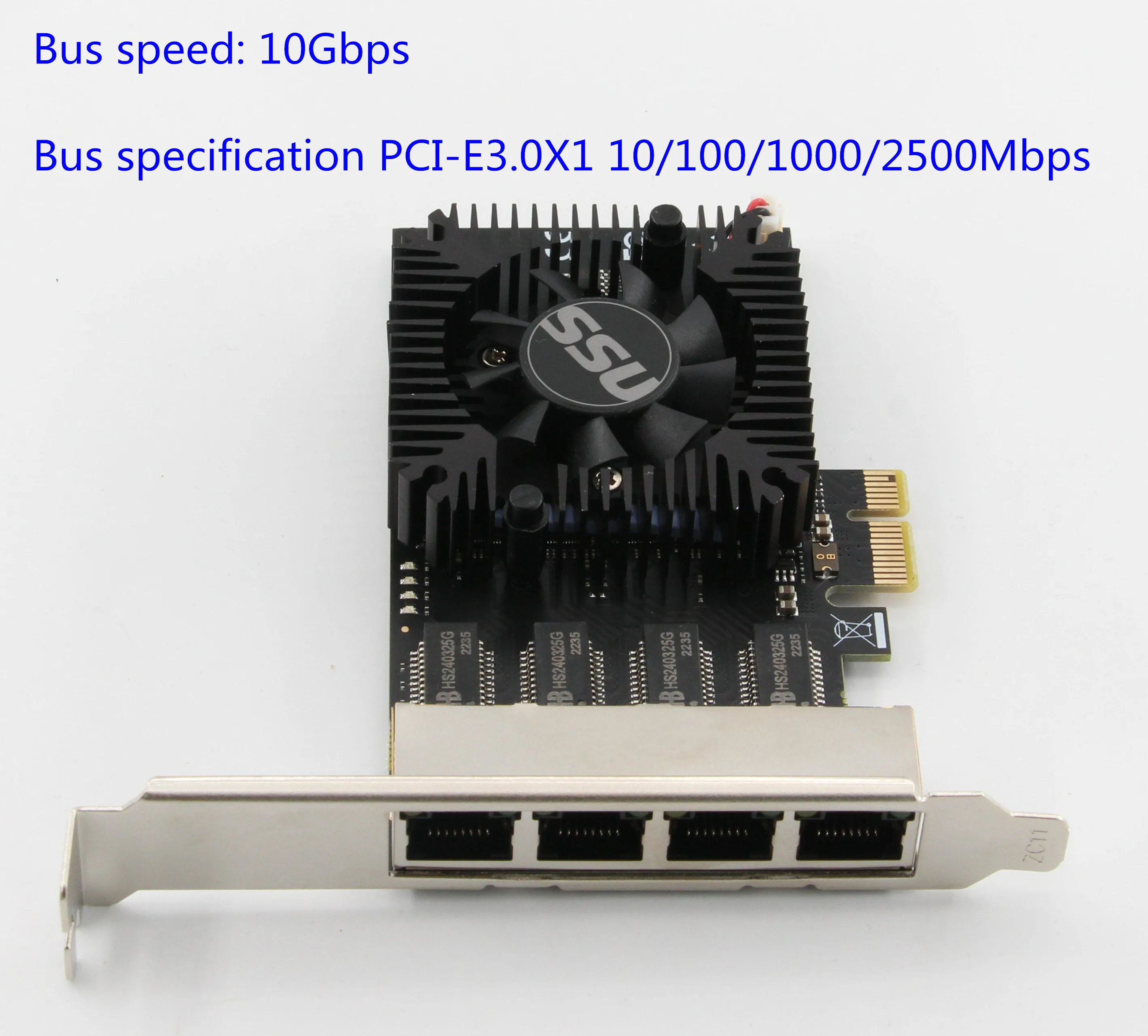 4 port PCIE POE Network Card 10/100/1000M Gigabit Industrial Ethernet Converter PCI-E 1x Adapter 8125BG chip Equipped with fan