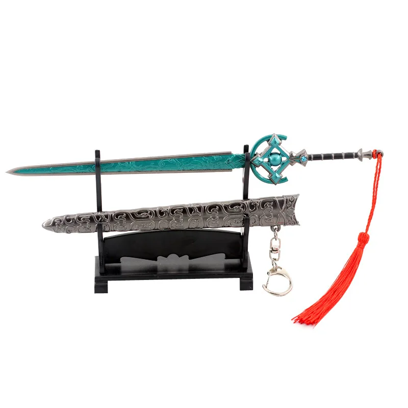 22cm Jade Sword Full Metal Weapon Model Game Anime Peripherals 1/6 Replica Miniatures Doll Equipment Home Decoration Crafts Toys