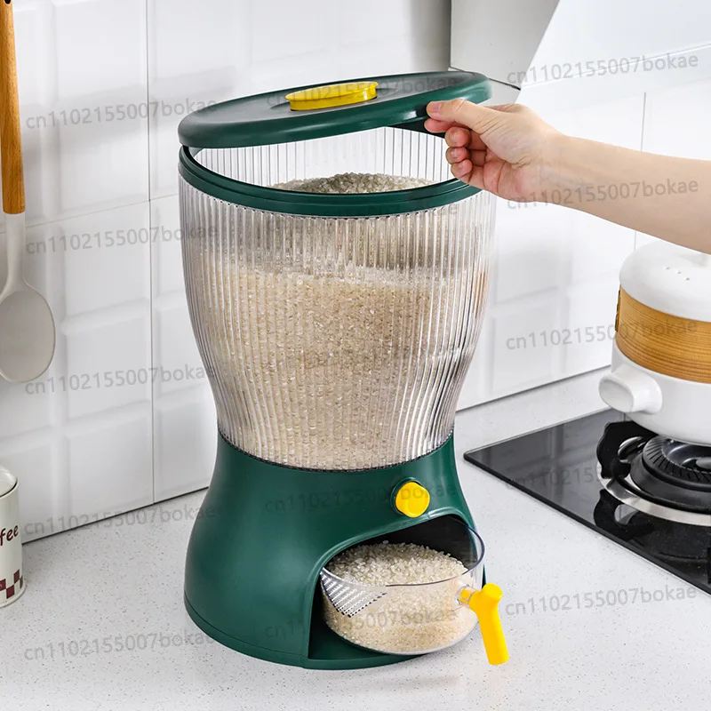 Rotate rice bucket single tube for home rice bucket insect-proof moisture-proof sealed  storage jar rice cylinder storage