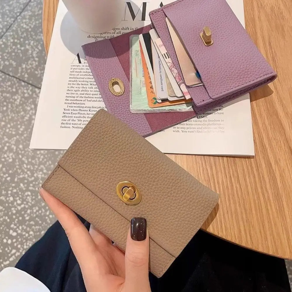 High-end 2 Folds Short Coin Purse PU Leather Retro Wallet Money Bag INS Style Card Wallets for Girls Students Gift