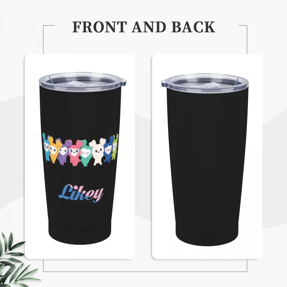 أكواب قهوة معزولة بالفراغ من Likey Twices Kpop Music مع غطاء من القش للمكتب والمنزل وزجاجة مياه، 20 أونصة #2